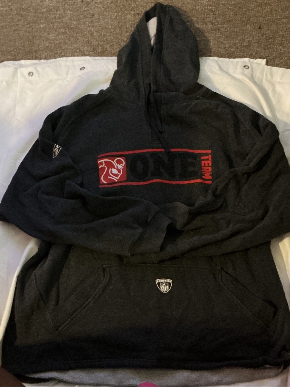 Men's Black Gray Hooded Sweatshirt with Red Logo